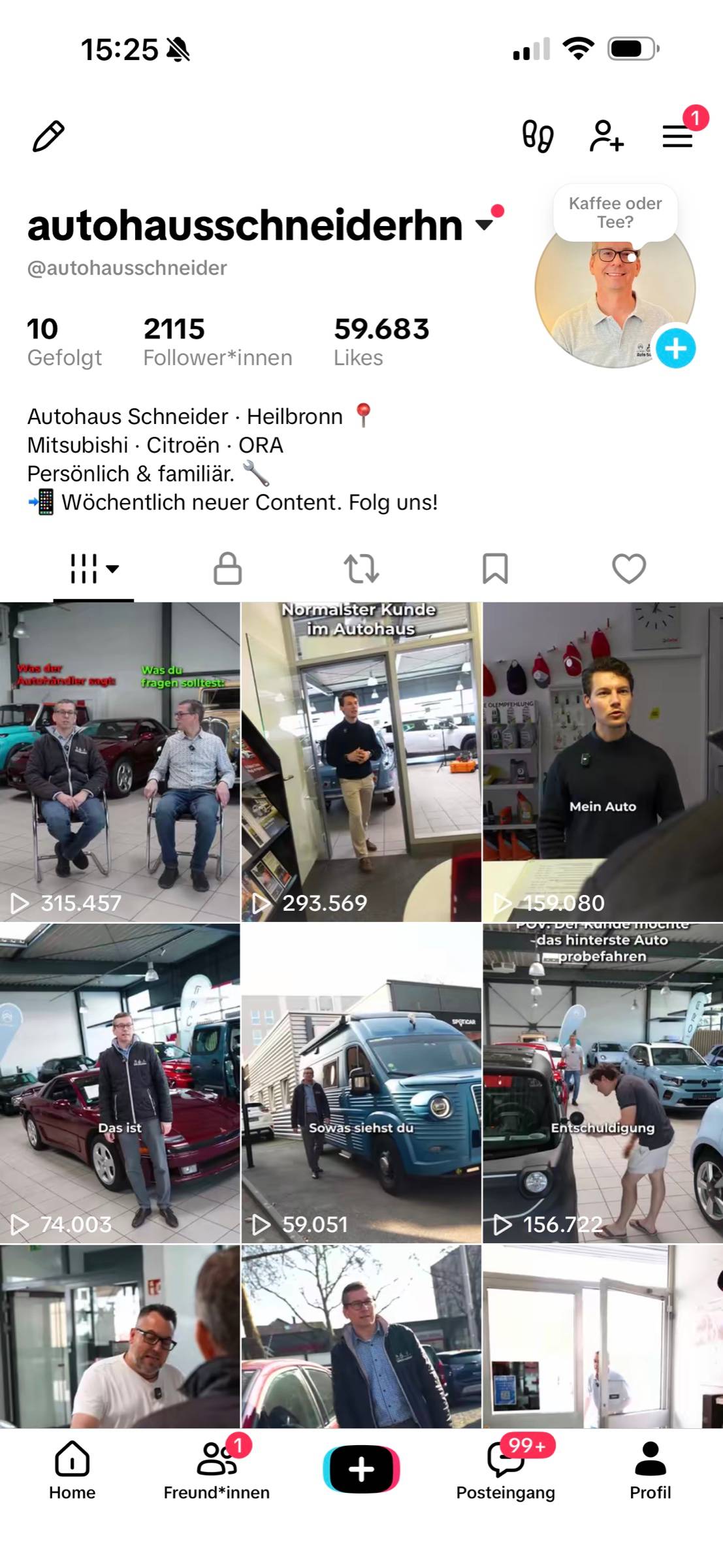 Dasselbe TikTok-Profil heute