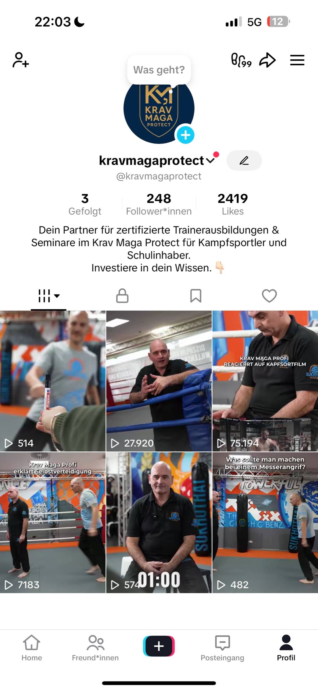 TikTok-Profil zum Start mit 248 Followern