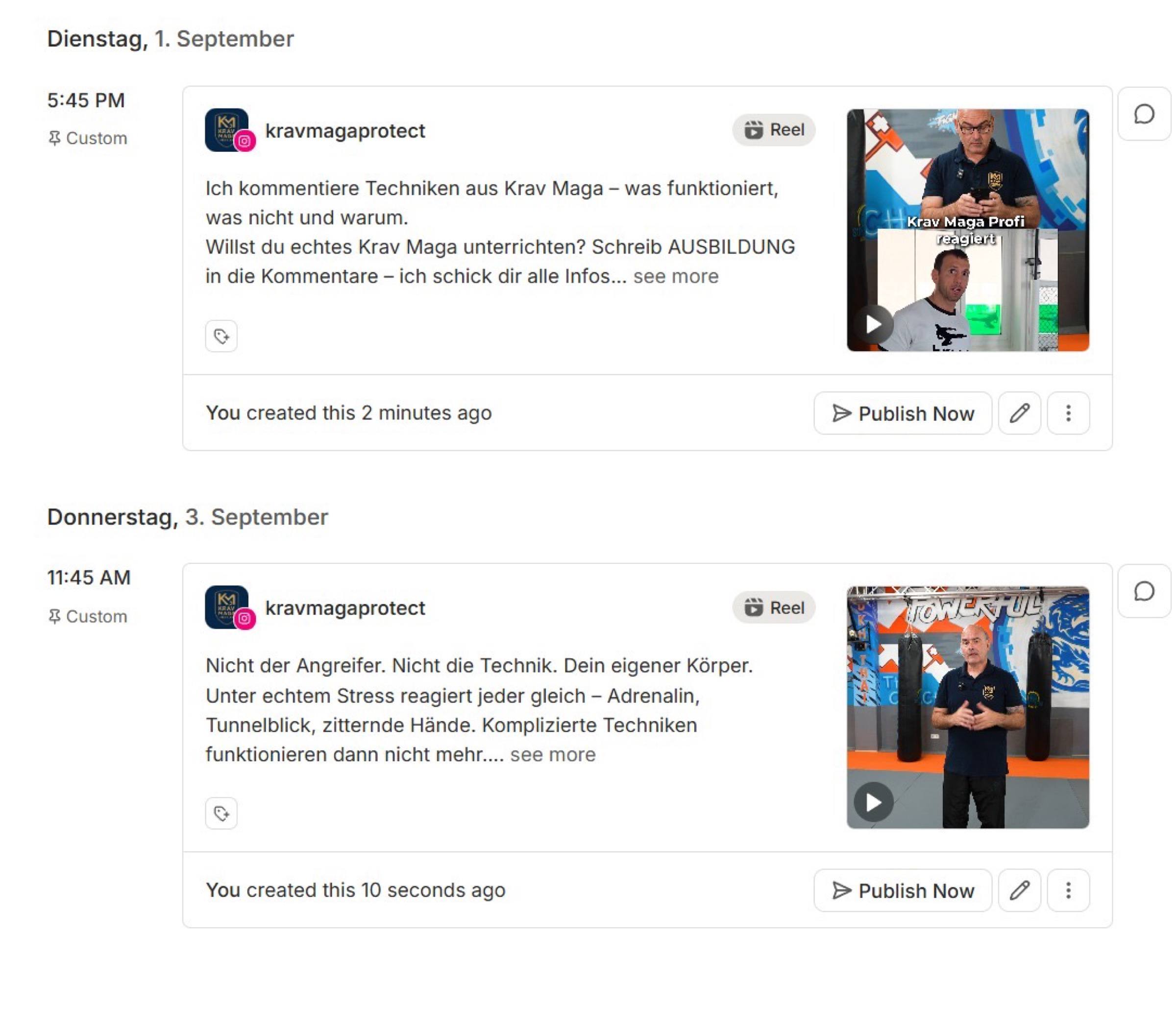 Redaktionsplan mit Reels der neuen Positionierung